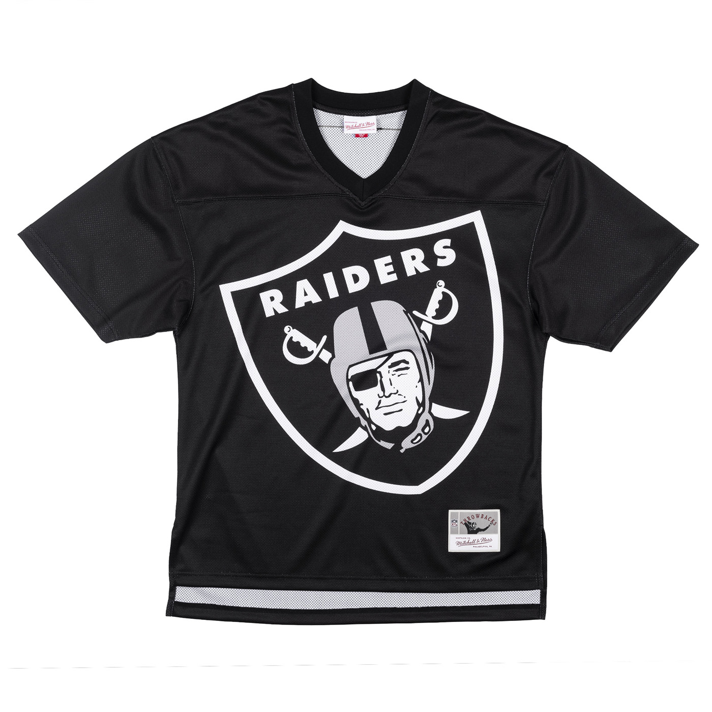 Mitchell & Ness Raiders BIG FACE Shorts Black Silver Men's Size  MEDIUM - New