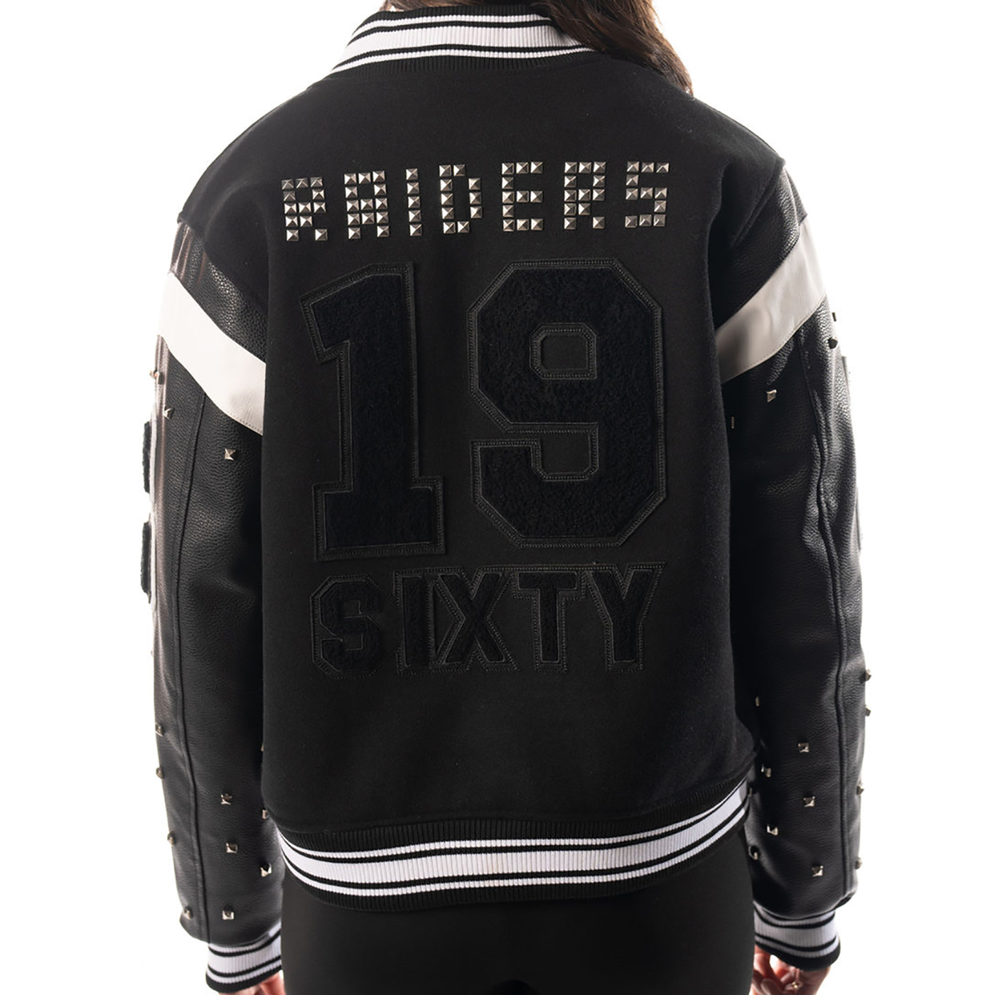Lids Las Vegas Raiders Cuce Women's Full-Zip Varsity Jacket - Black