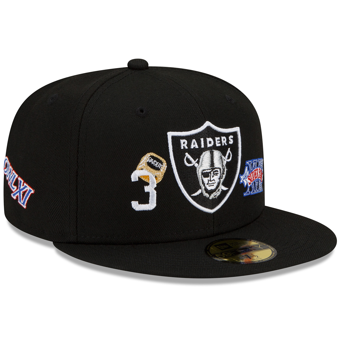 Las Vegas Raiders Nation New Era Team Local Black Fitted Hat Cap Sz 7 3/8  NEW