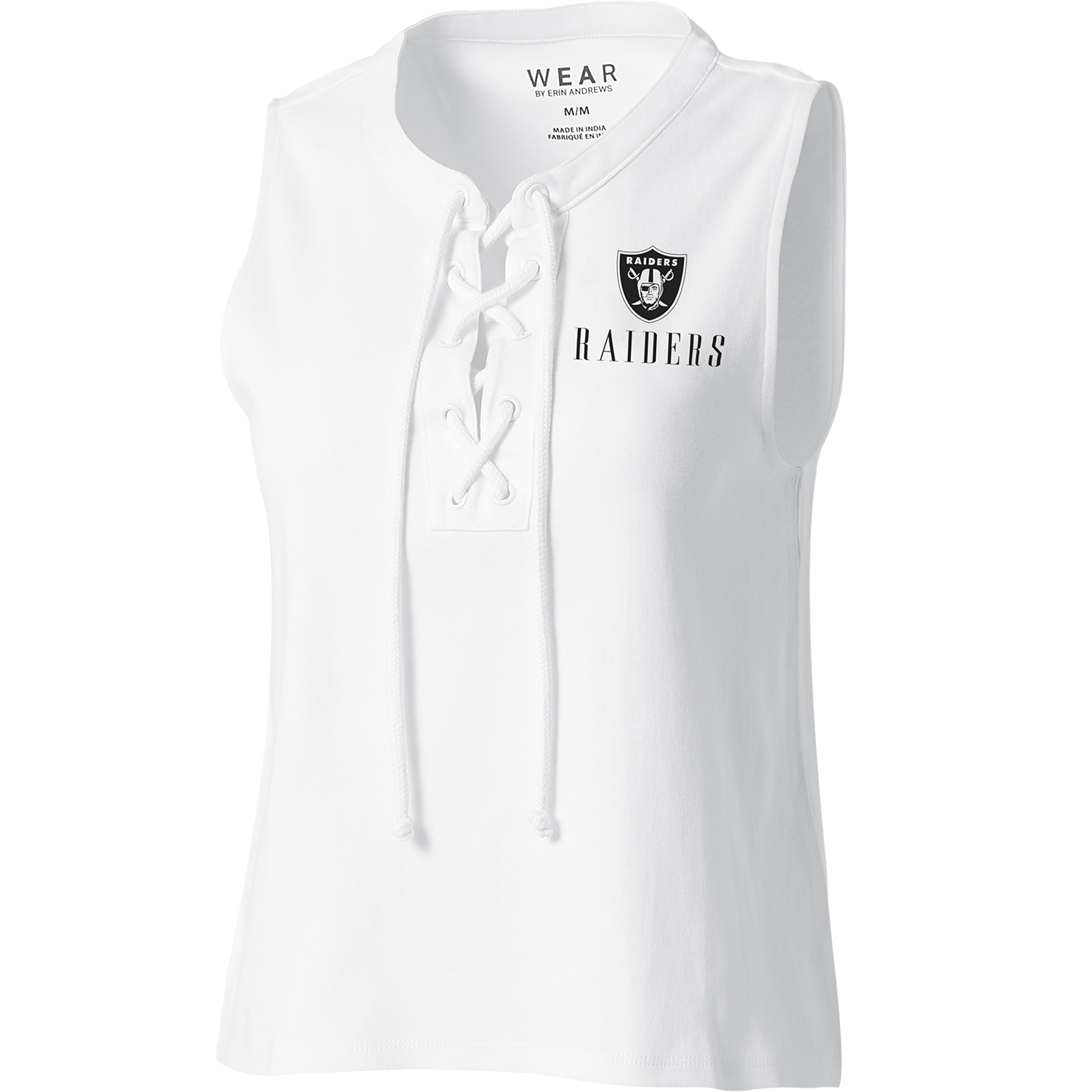 WEAR by Erin Andrews Women's WEAR by Erin Andrews White Las Vegas Raiders  Lace-Up Tank Top