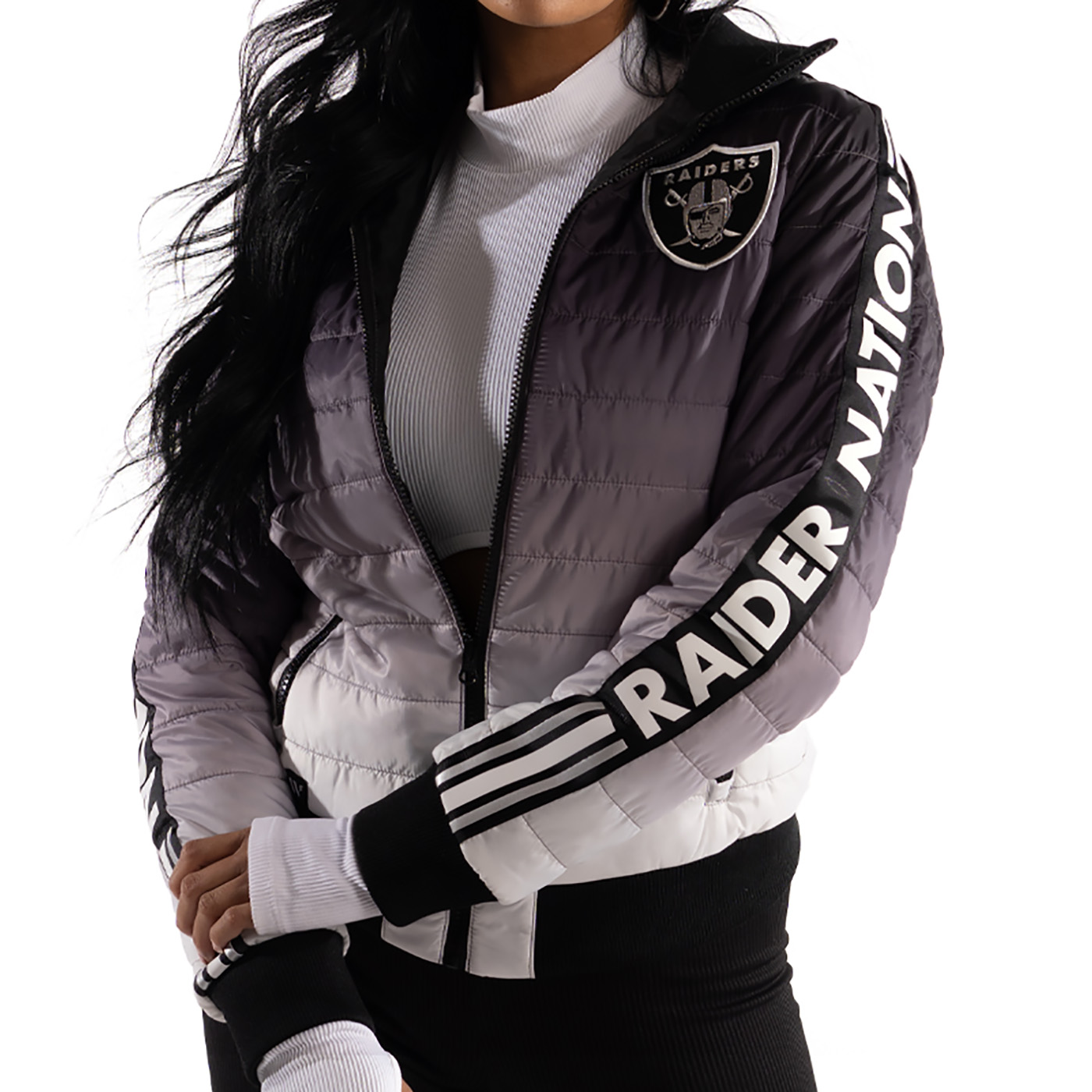 Las Vegas Raiders Women's Glitter Power Play Jacket - Vegas Sports