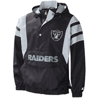 OAKLAND RAIDERS 1/2 Zip Pullover Jacket STARTER LG XL BLACK GRAY WHITE