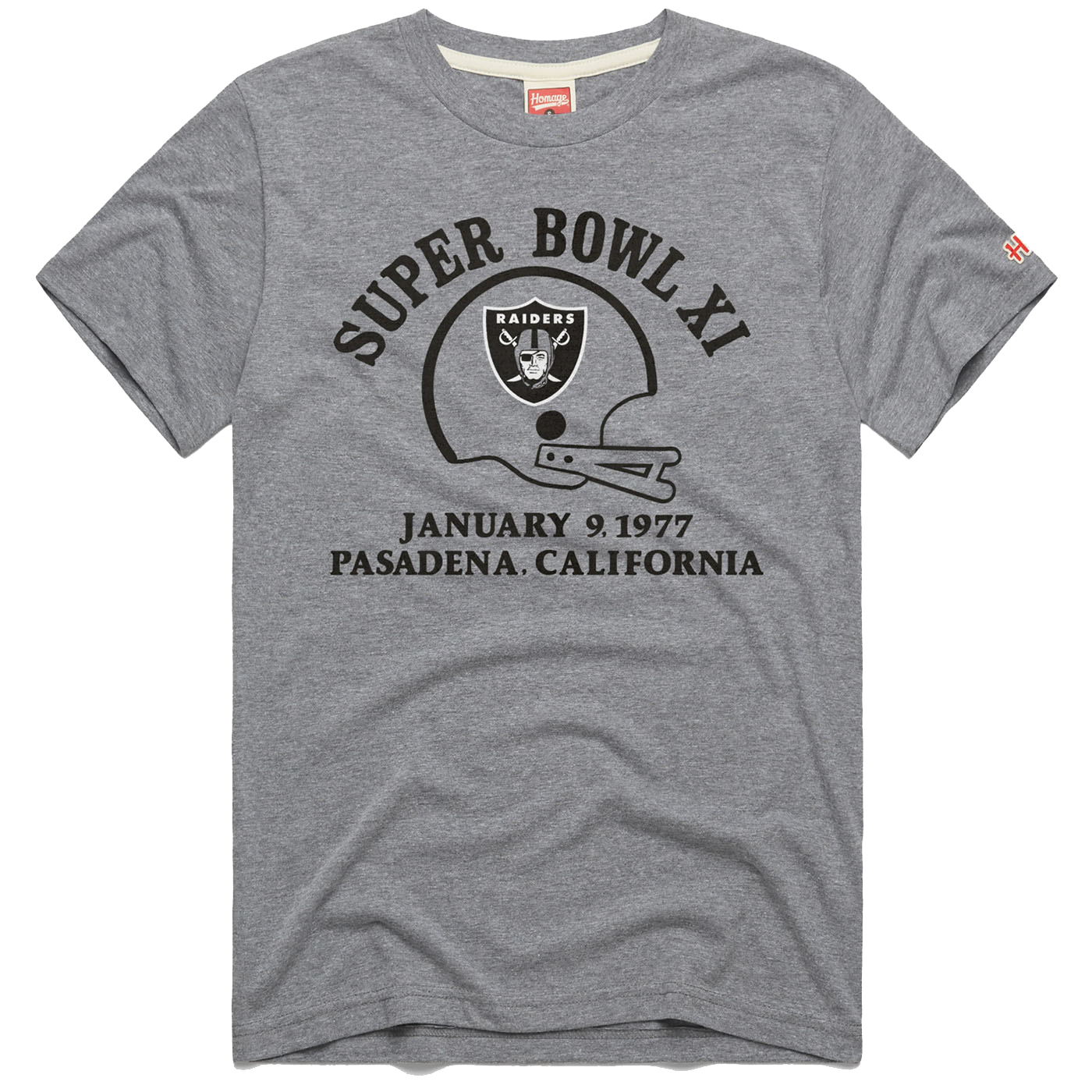 Las Vegas Raiders 3 Time Super Bowl Champions T-Shirt from Homage. | Officially Licensed Vintage NFL Apparel from Homage Pro Shop.