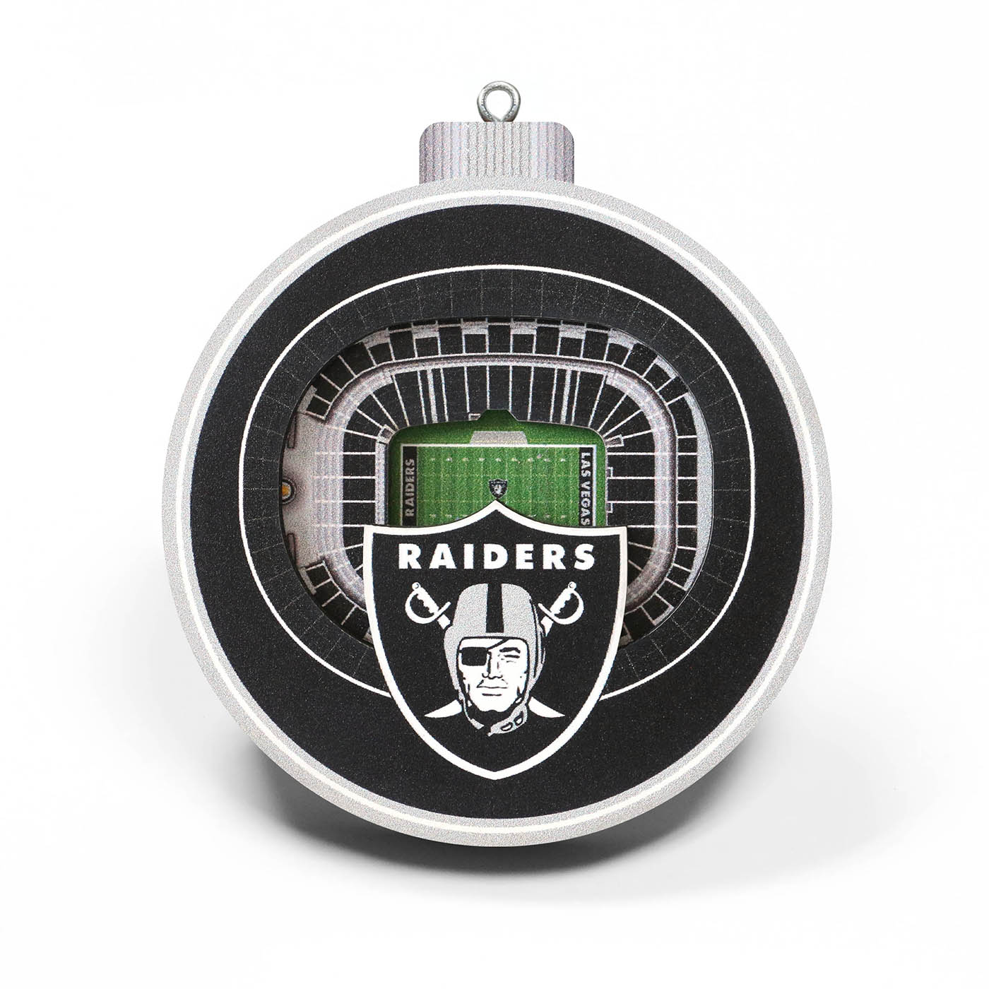 Las Vegas Raiders NFL Stadium Print Glass Ball Ornament