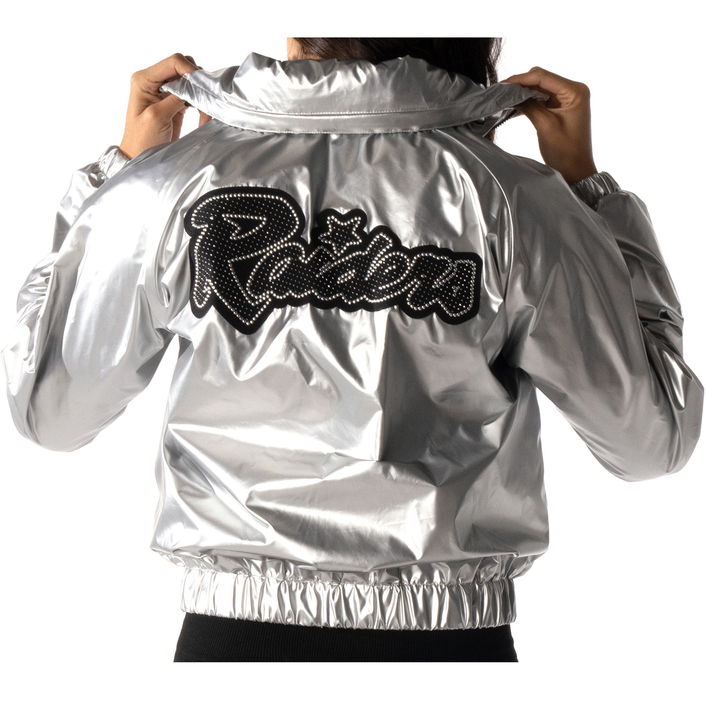 Las Vegas Raiders Women's Silver Crop Track Jacket, XL