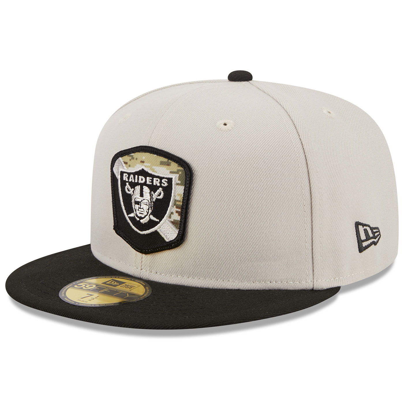 Las Vegas Raiders New Era Custom Black Patches All Over 59FIFTY Fitted Hat, 7 5/8 / Black