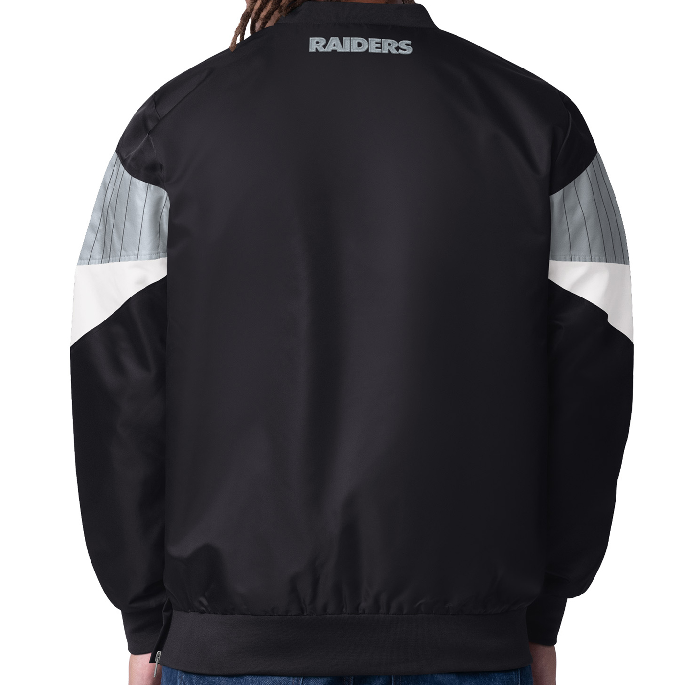 Las Vegas Raiders NFL Pullover deals XL Embroidered Mens 1/4 Zip Fleece Silver X Large