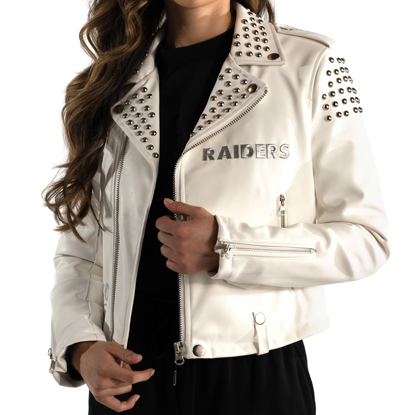 womens white leather jacket