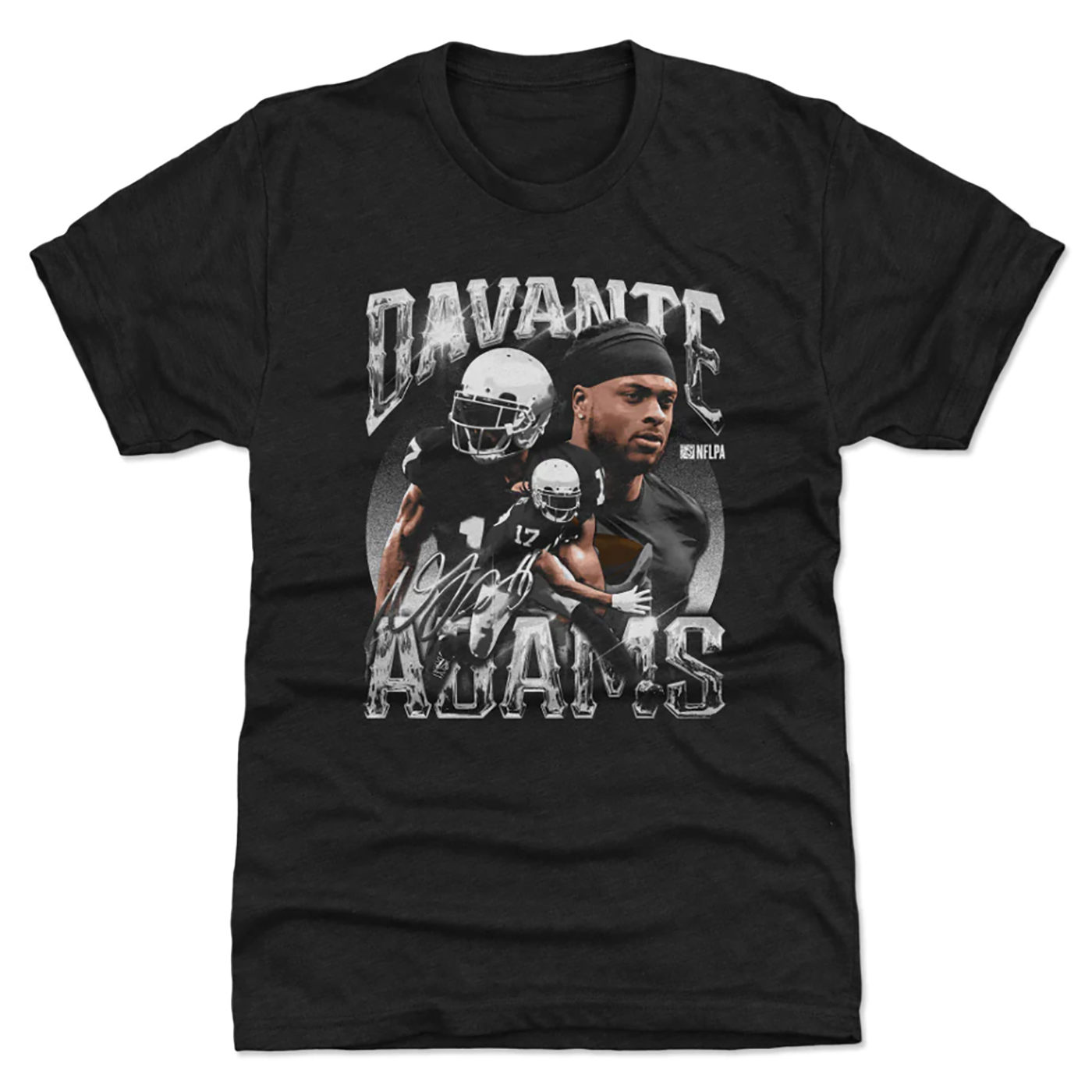 Youth Las Vegas Raiders Davante Adams Signature Youth T-Shirt from Homage. | Officially Licensed Vintage NFL Apparel from Homage Pro Shop.