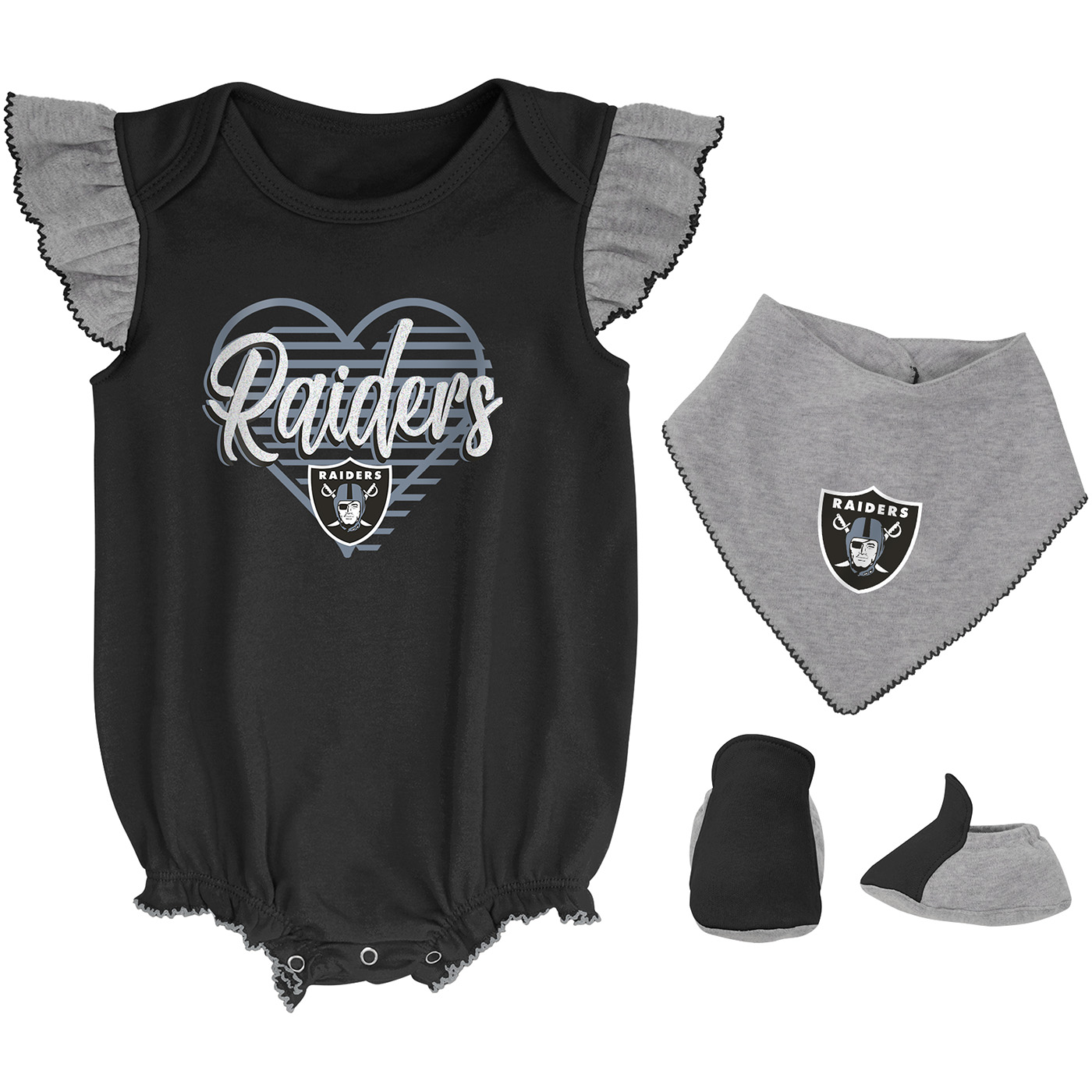 Las Vegas Raiders Game On 3 Piece Creeper Set - Infant